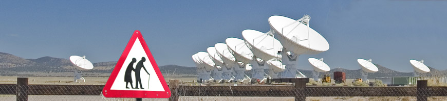 Photograph of radio-telescopes in a desert